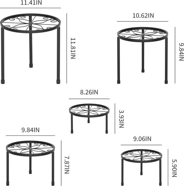 5-Pack Heavy Duty Metal Plant Stands – Rustproof Flower Pot Holders for Indoor/Outdoor - Image 7