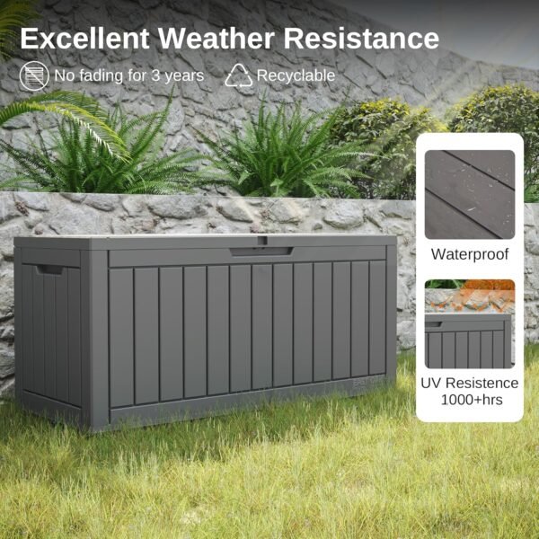 Waterproof Deck Storage Box – 90 Gallon Outdoor Resin Organizer - Image 3