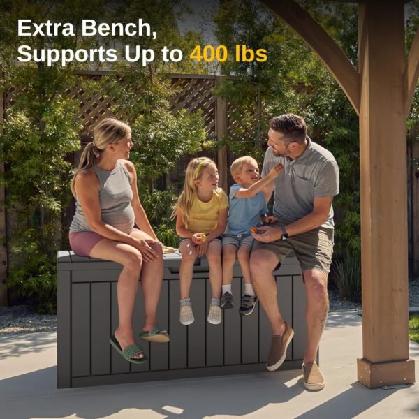 Waterproof Deck Storage Box – 90 Gallon Outdoor Resin Organizer - Image 5