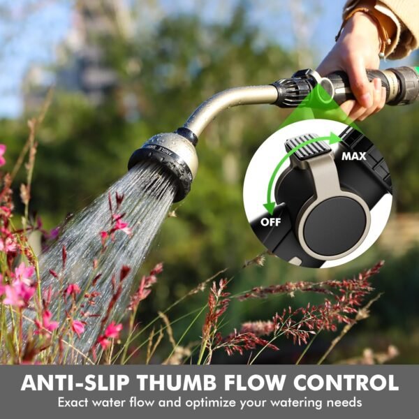 Heavy Duty Watering Wand – 10 Spray Patterns, 15" Metal Hose Nozzle Sprayer - Image 3