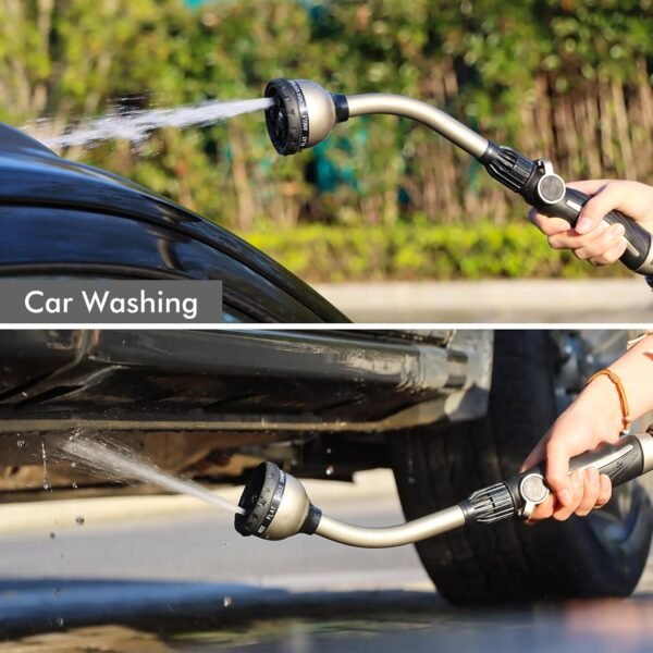 Heavy Duty Watering Wand – 10 Spray Patterns, 15" Metal Hose Nozzle Sprayer - Image 5
