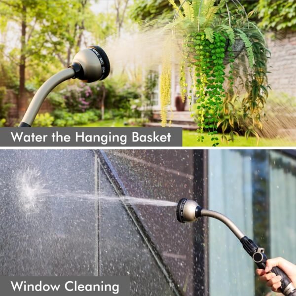 Heavy Duty Watering Wand – 10 Spray Patterns, 15" Metal Hose Nozzle Sprayer - Image 6