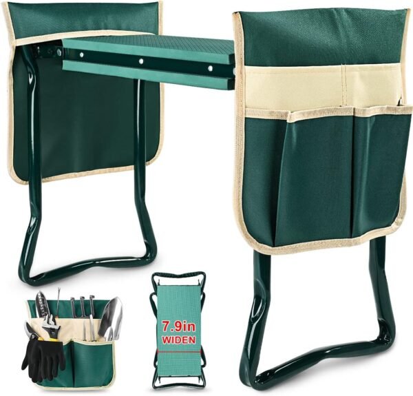 Upgraded Garden Kneeler & Seat, Foldable with Tool Pouches – For Seniors