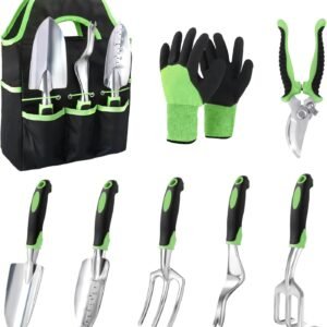 8-Piece Garden Tools Set with Storage Bag and Ergonomic Handles