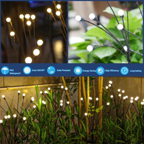 Upgraded Solar Swaying Lights – Wind-Activated, Firefly Effect, 4-Pack for Yard - Image 4