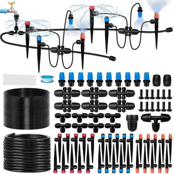 230 Ft Drip Irrigation Kit with 40 Nozzles and Tubing Set